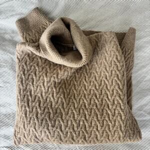 Mango Women's Turtleneck Sweater Winter Knit Tan Size Medium